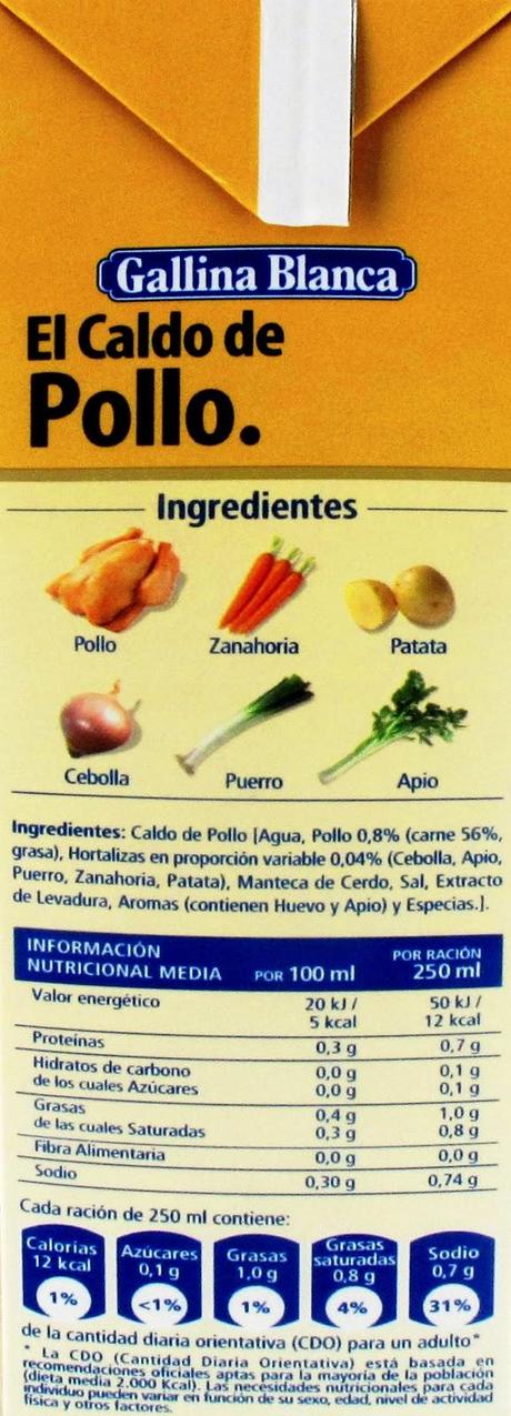 REVISANDO ETIQUETAS: CALDO COMERCIAL DE POLLO GALLINA BLANCA