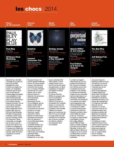 Jazz Magazine, Mejores discos año 2014-CHOC