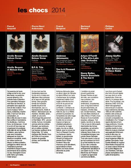 Jazz Magazine, Mejores discos año 2014-CHOC