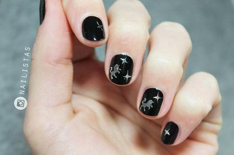 decoración de uñas de unicornio con láminas metálicas nail art