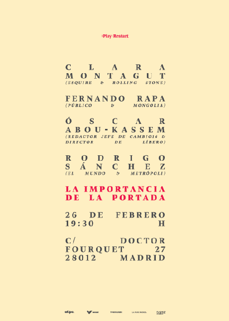 Clara Montagut, diseño, evento, Fernando Rapa, La Nave Nodriza, música, Óscar Abou-Kaseem Rubio, Play Restart, portadas, Rodrigo Sánchez