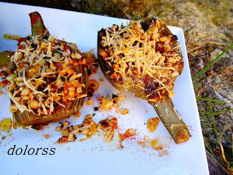Alcachofas gratinadas con almendras