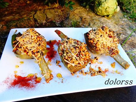 Alcachofas gratinadas con almendras