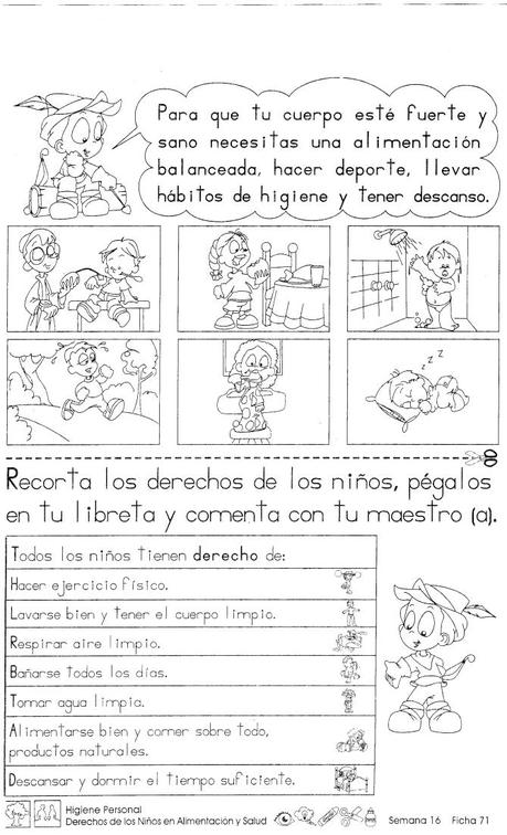 Higiene personal Derechos de los niños en alimentación y salud