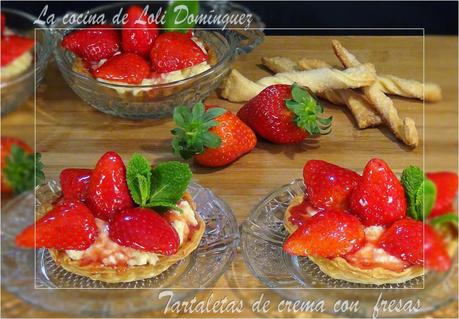 Tartaletas de crema con  fresas