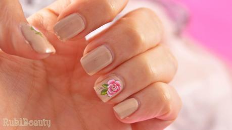 nail art sencillo romantico rosas nude water decals bornpretty store BPS rubibeauty
