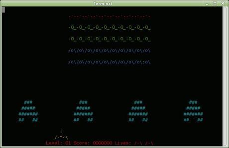 Space Invaders Linux Terminal
