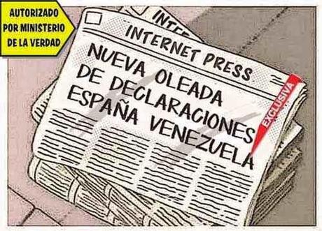 Front page tipo cómic - titular sobre España y Venezuela
