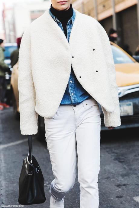New_York_Fashion_Week-Fall_Winter_2015-Street_Style-NYFW-White_Jacket-White_Trousers-Denim-Turtle_Neck-