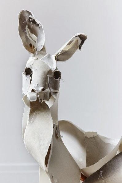 Detalle,canguro,escultura,papel