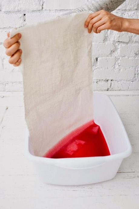 DIY Mantel individual teñido Dip Dye.