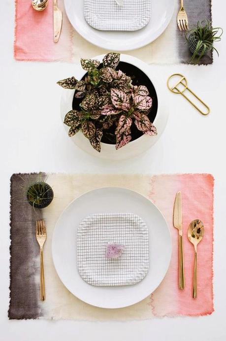 DIY Mantel individual teñido Dip Dye.