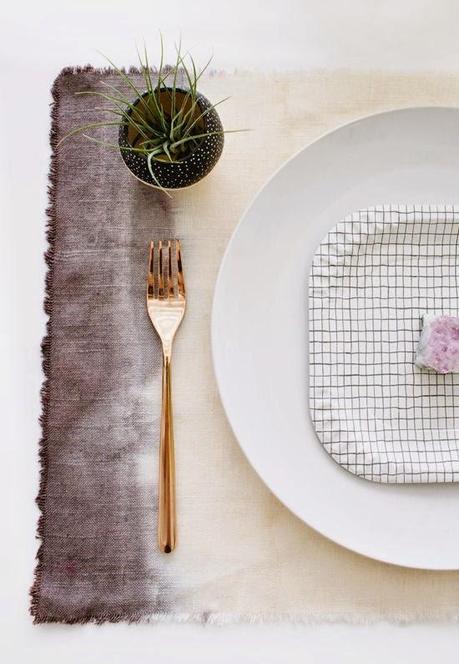 DIY Mantel individual teñido Dip Dye.