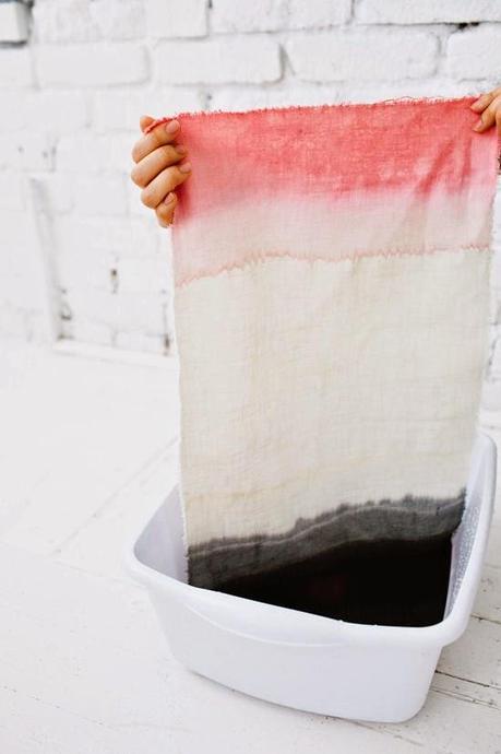 DIY Mantel individual teñido Dip Dye.