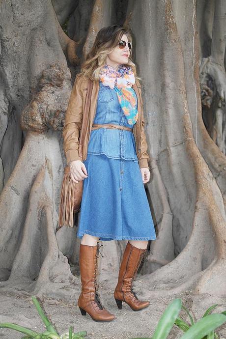 Falda de capa vaquera, outfit. Tendencia 2015