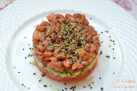 Tartar de Salmón y Aguacate con Sésamo