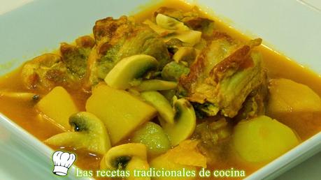 Guisado de costillas con champiñones