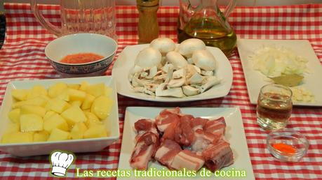 Costillas guisadas con champiñones