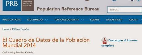 POPULATION REFERENCE BUREAU: UNA BUENA COLECCIÓN DE DATOS SOBRE LA POBLACIÓN MUNDIAL EN 2014