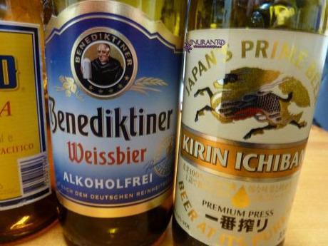 Benediktiner (Cerveza alemana sin alcohol). Kirin Icin (Japón).