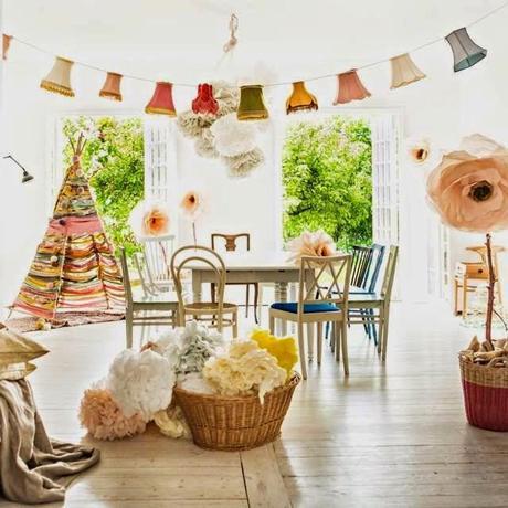 Decorando con lámparas de tulipas de tela + DIY