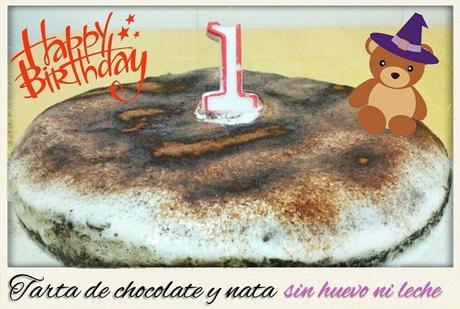 Tarta de chocolate y nata sin huevo ni leche