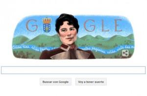 Google dedica su doodle de hoy al 178 aniversario del nacimiento de Rosalía de Castro / Captura de Google.es