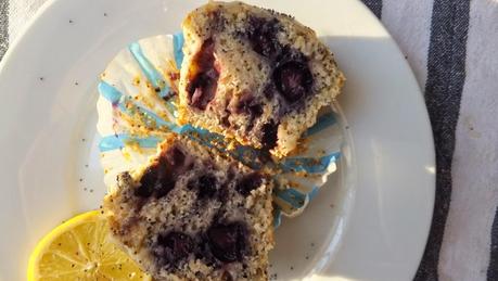 Muffins de arándano con semillas de amapola y glaseado de limón para De Niro