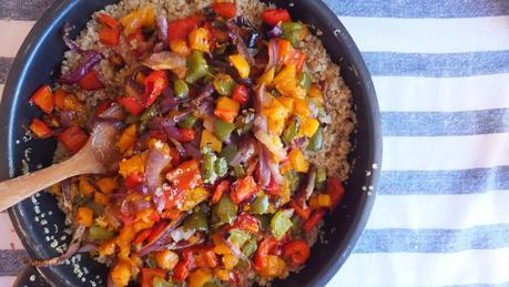 Quinoa a lo Kandinski con verduras asadas y granada Quinoa a lo Kandinski con verduras asadas y granada