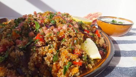 Quinoa a lo Kandinski con verduras asadas y granada Quinoa a lo Kandinski con verduras asadas y granada