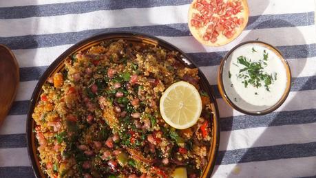 Quinoa a lo Kandinski con verduras asadas y granada