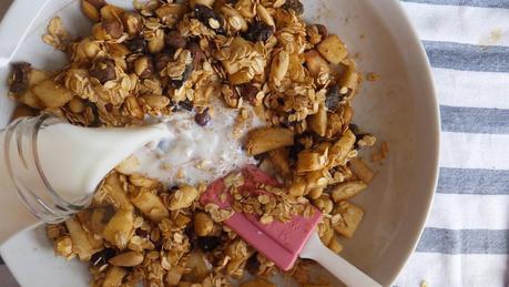 Muesli o gachas gourmet al horno de manzana y canela