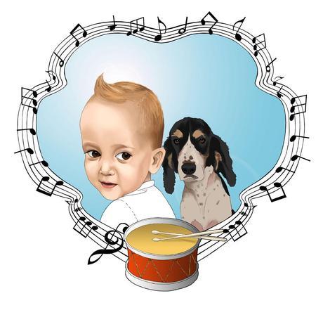 Retrato de niño y perrita