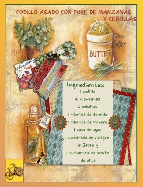Codillo asado con puré de manzana y cebolla