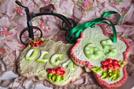 GALLETAS CUMPLE DE OLGA Y EFECTO MADERA Y LADRILLO