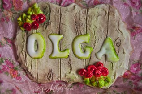 GALLETAS CUMPLE DE OLGA Y EFECTO MADERA Y LADRILLO