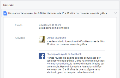 Facebook reconsidera la denuncia denuncia