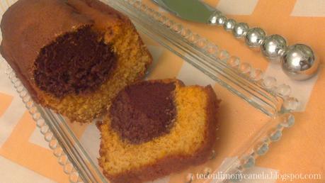 BIZCOCHO DE CALABAZA Y CHOCOLATE CON FORMA DE CORAZON