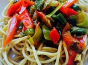 Espaguetis integrales pimientos