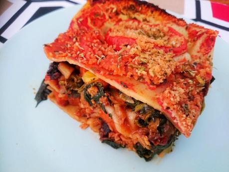 Lasaña vegana de acelgas y soja texturizada