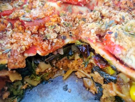 Lasaña vegana de acelgas y soja texturizada