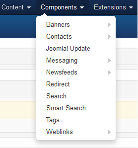 Joomla, menú Componentes