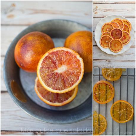 Naranja sanguina confitada con cobertura de chocolate negro