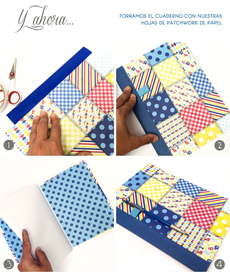 DIY Tutorial Fácil y Sencillo, Hazlo! Como forrar un cuaderno con Patchworkk de Papel.