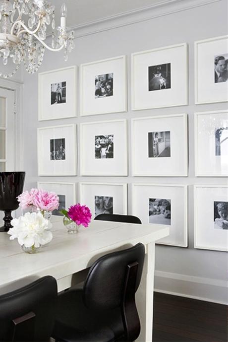 Tiled photo wall...great simple idea for a wall anywhere in the house