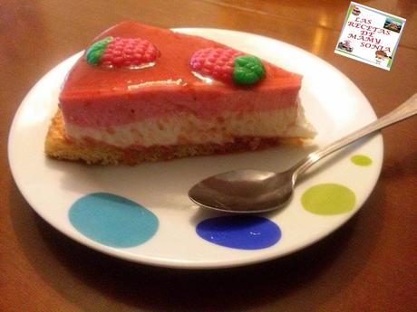TARTA PETIT SUISSE DE FRESA  CON YOGUR GRIEGO CON THERMOMIX