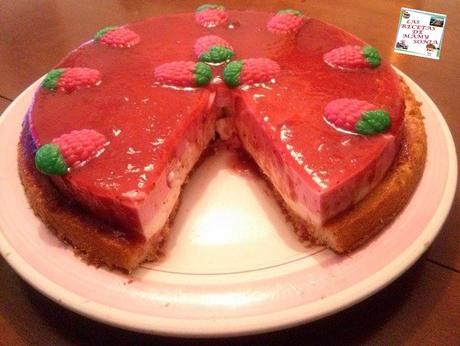 TARTA PETIT SUISSE DE FRESA  CON YOGUR GRIEGO