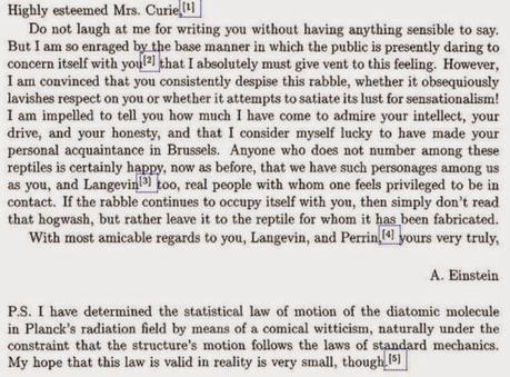 EL DIA EN QUE EINSTEIN ACONSEJÓ A MARIE CURIE