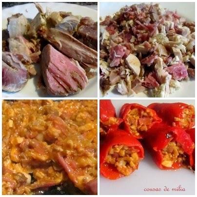 Pimientos de piquillo rellenos de ropa vieja