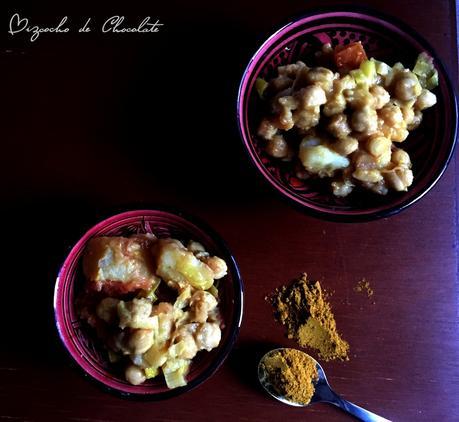 Garbanzos con patatas al estilo hindú
